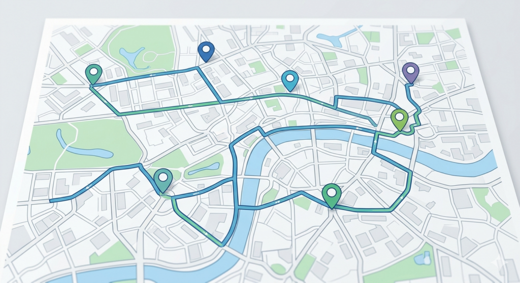 Optimised sales route map showing clustered customer visits
