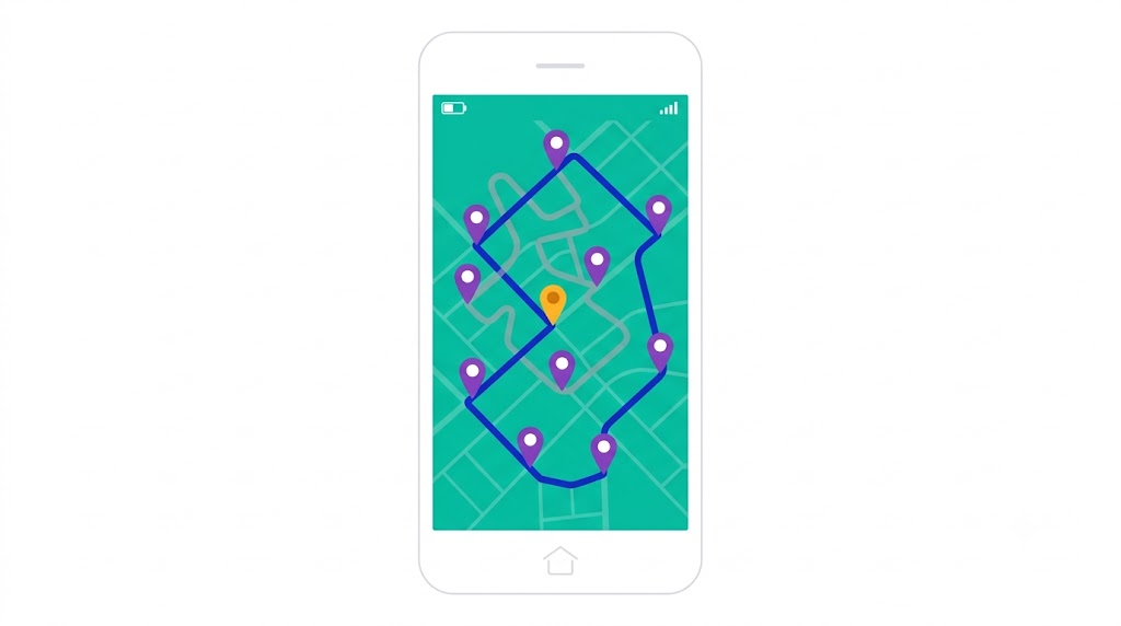 Sales route planning software sequencing a day of account visits into a logical loop with priority accounts highlighted